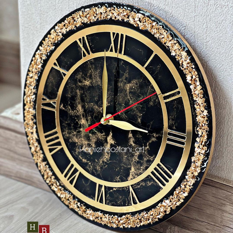 ساعت دیواری رزینی مشکی ساده