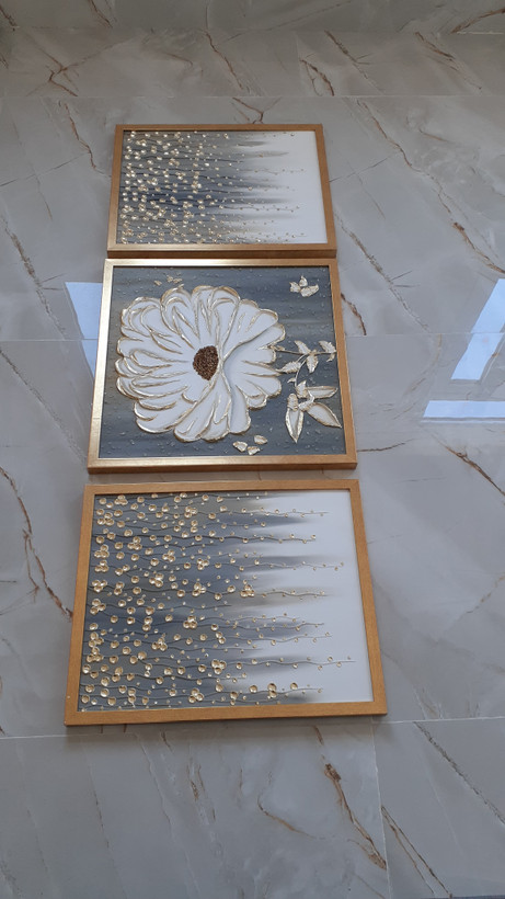 تابلو سه تیکه گل و ریسه