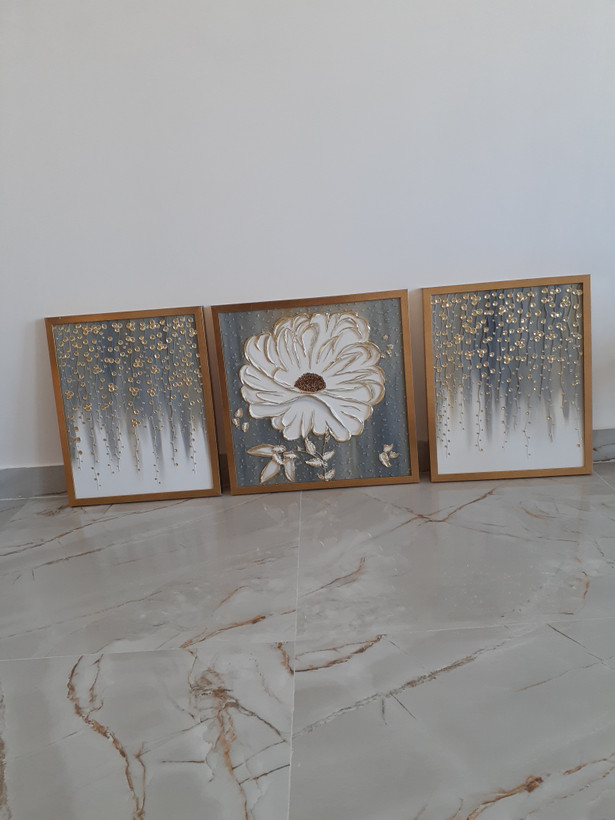 تابلو سه تیکه گل و ریسه