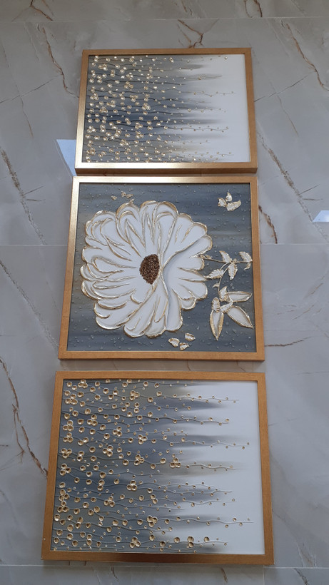 تابلو سه تیکه گل و ریسه