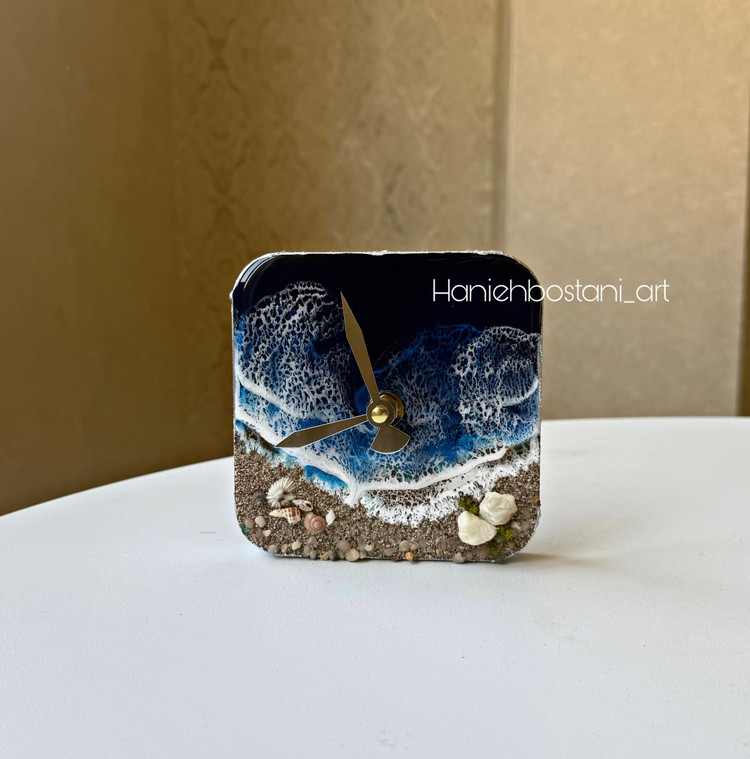 ساعت رومیزی رزینی طرح دریا